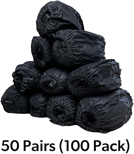 GSD Brand 100 Pack Extra Large Black Shoe Covers Disposable - Non Slip Indoor Reusable Boot Covers - Shoe Booties Disposable - Non Skid Treads - Fits US Men's Size 14 and Women's 16 - Image 8