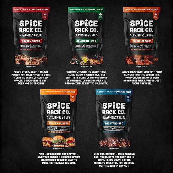 Spice Rack Co. BBQ Seasonings And Rubs - Smoking & Grilling Spices and Seasonings Sets, Grilling Accessories & Smoker Accessories, Unique Fathers Day Gift For Dad, Gifts For Father's Day (5 Pack) - Image 3