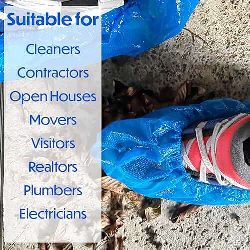 GSD Brand 100 Pack Extra Large Blue Disposable Shoe Covers - Non Slip Indoors Reusable Waterproof Shoe Covers Disposable - Indoor Booties with Non Skid Treads - Waterproof Booties for Boots - Image 5