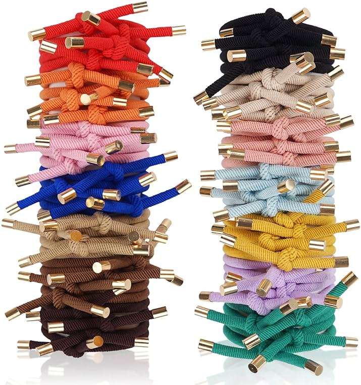 56 Pieces Hair Tie Elastics Knotted Hair Ties Ponytail Holders for Women for Women Girls, 14 Colors - Image 1
