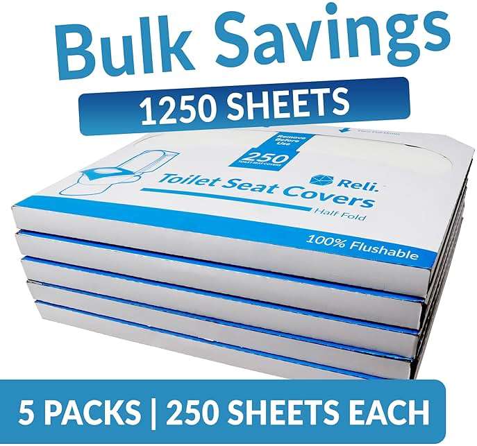 Reli. Toilet Seat Covers (1250 Pcs, 5 Packs of 250) | Disposable Toilet Seat Cover - Flushable - 14x16" (Half-Fold) | Paper Liners for Restroom, Bathroom, Travel, Camping, Kids Potty Training - Image 3