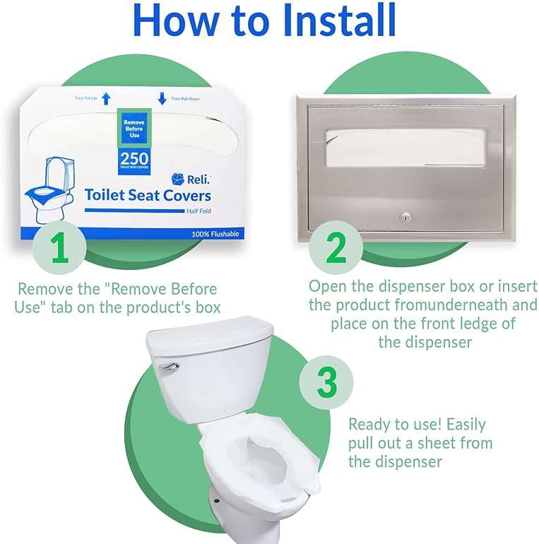 Reli. Toilet Seat Covers (2000 Pcs, 8 Packs of 250) | Disposable Toilet Seat Cover - Flushable - 14x16" (Half-Fold) | Paper Liners for Restroom, Bathroom, Travel, Camping, Kids Potty Training - Image 4