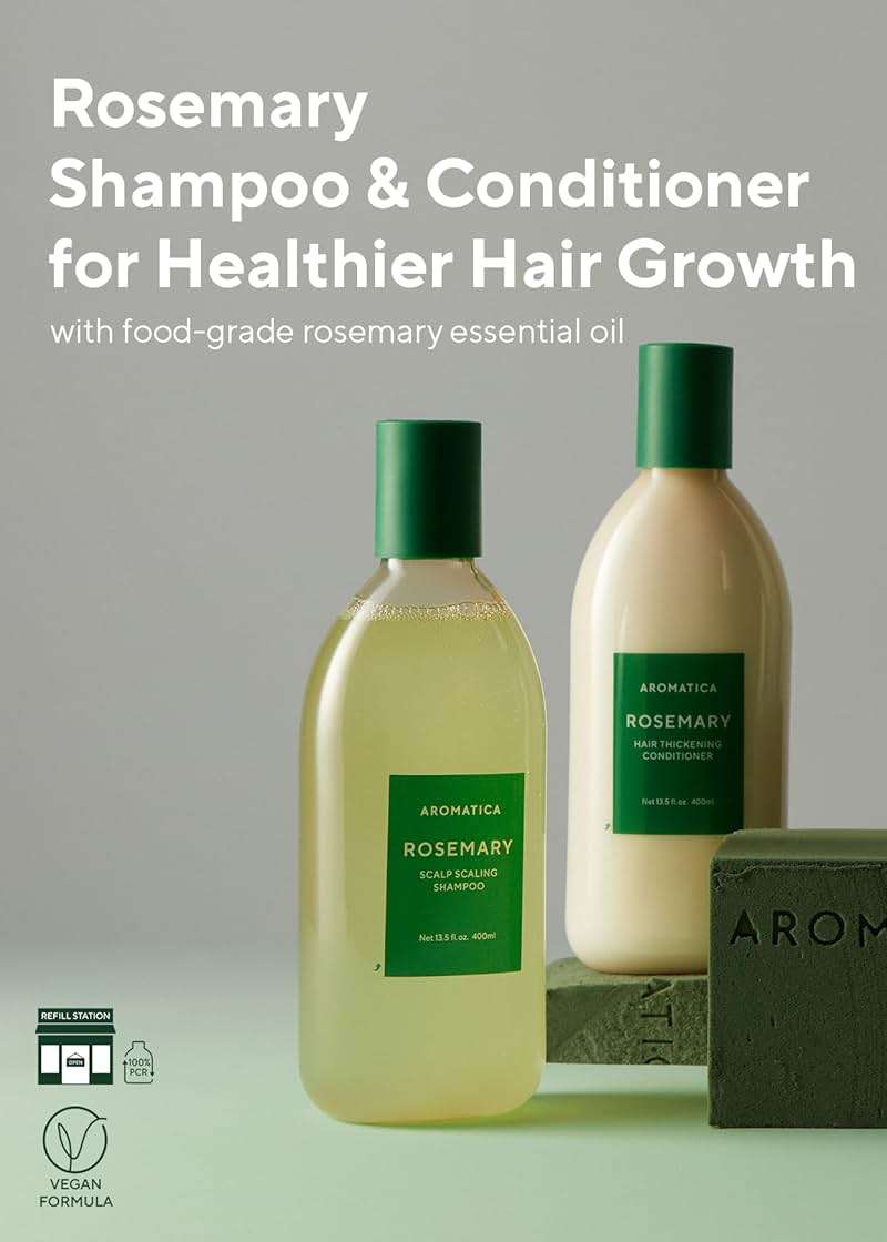 AROMATICA Rosemary Scalp Scaling Shampoo and Conditioner Set 13.53 fl.oz each – Vegan Korean Hair Care Gift Set for Woman with Rosemary Oil. Sulfate Free Shampoo Conditioner For Hair Growth - Image 2