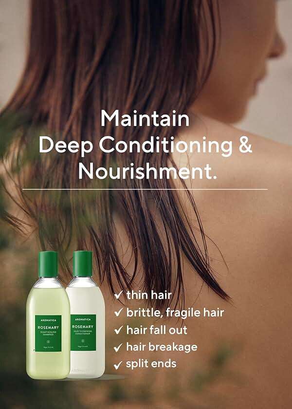 AROMATICA Rosemary Scalp Scaling Shampoo and Conditioner Set 13.53 fl.oz each – Vegan Korean Hair Care Gift Set for Woman with Rosemary Oil. Sulfate Free Shampoo Conditioner For Hair Growth - Image 3