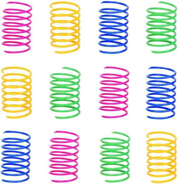 ISMARTEN 120 Pack Cat Spring Toy, Colorful Interactive Cat Toy Plastic Coil Springs Cat Toy for Swatting, Biting, Hunting Kitten Toys - Image 1