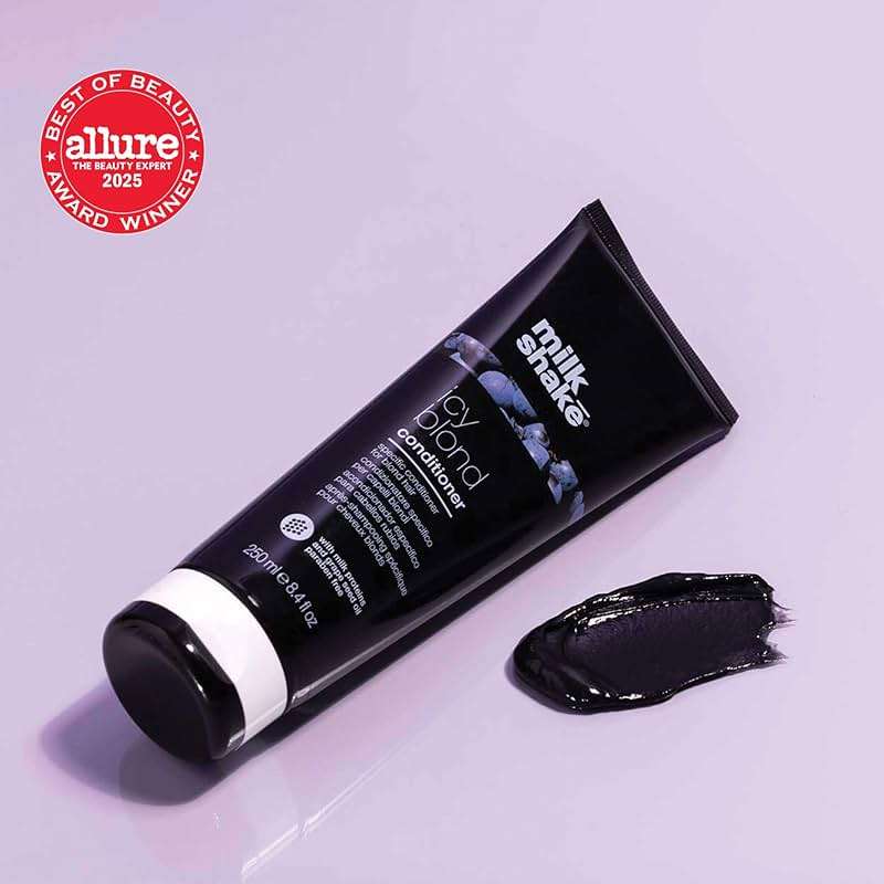 milk_shake icy blond conditioner | award winning toning conditioner with black pigment to neutralize yellow and brass in platinum blonde hair | hydrates and brightens cool tones - Image 9