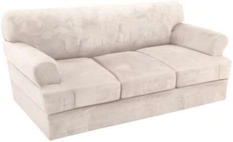 H.VERSAILTEX Sofa Cover 4 Piece T Cushion Sofa Slipcovers Couch Cover Furniture Protector Stretch T Cushion Sofa Covers for 3 Cushion Couch with 3 Individual T Cushion Covers, Ivory - Image 8