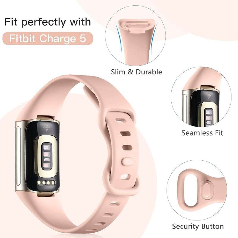 GEAK 4 Pack Slim Band Compatible with Fitbit Charge 5/Charge 6 Bands Women Men, Soft Silicone Sport Replacement Wristbands for Fitbit Charge 5/Charge 6 Fitness Tracker, Pink/Lilac/White/Lavender - Image 2