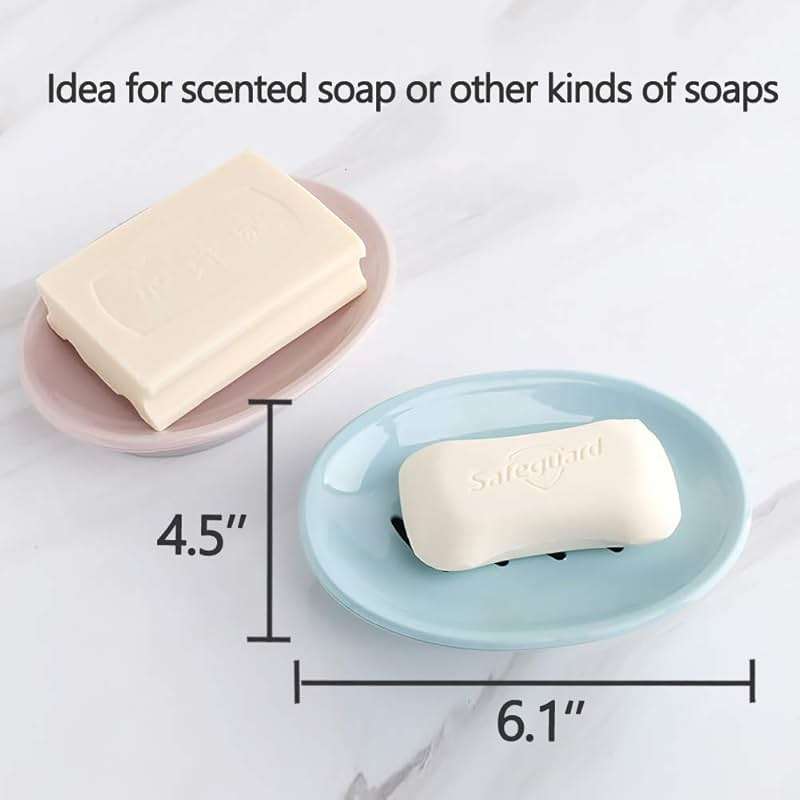 WYOK 2-Pack Soap Dish with Drain Plastic Sponge Holder Easy Cleaning Soap Saver Tray Caddy Keep Dry Stop Mushy for Shower Bathroom Kitchen(Grey) - Image 3