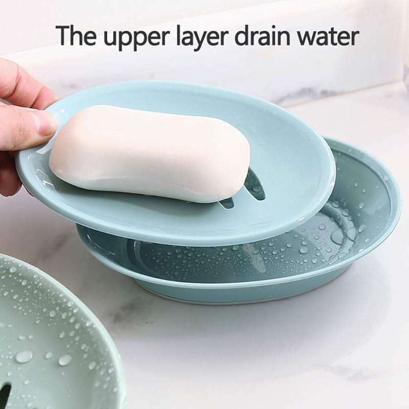WYOK 2-Pack Soap Dish with Drain Plastic Sponge Holder Easy Cleaning Soap Saver Tray Caddy Keep Dry Stop Mushy for Shower Bathroom Kitchen(Grey) - Image 4