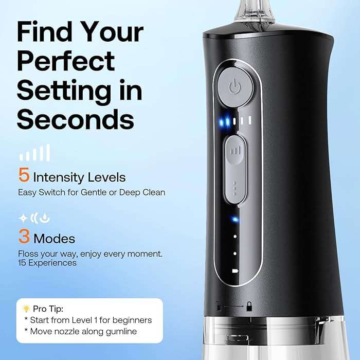 Bitvae Water Dental Flosser for Teeth, Cordless Water Teeth Cleaner Picks, 3 Modes 5 Intensities, IPX7 Waterproof, Rechargeable Water Dental Picks for Cleaning - Black - Image 4