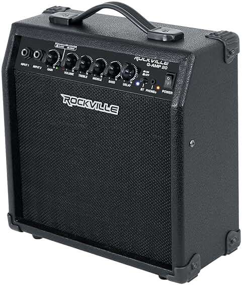 Rockville G-AMP 20W Guitar Amplifier Combo with Bluetooth, Delay, Dual Guitar Inputs, Clean/Overdrive, EQ Controls, Portable for Practice and Small Gigs - Image 2