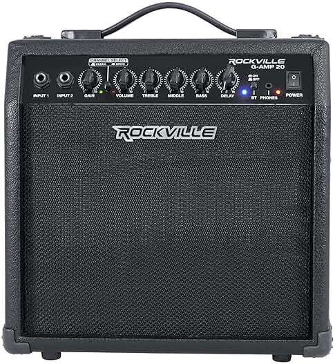Rockville G-AMP 20W Guitar Amplifier Combo with Bluetooth, Delay, Dual Guitar Inputs, Clean/Overdrive, EQ Controls, Portable for Practice and Small Gigs - Image 5