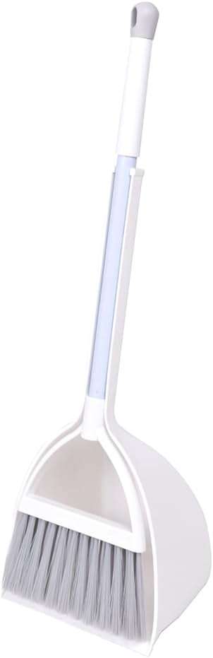 Xifando Mini Broom with Dustpan for Kids,Little Housekeeping Helper Set (White+Grey) - Image 1