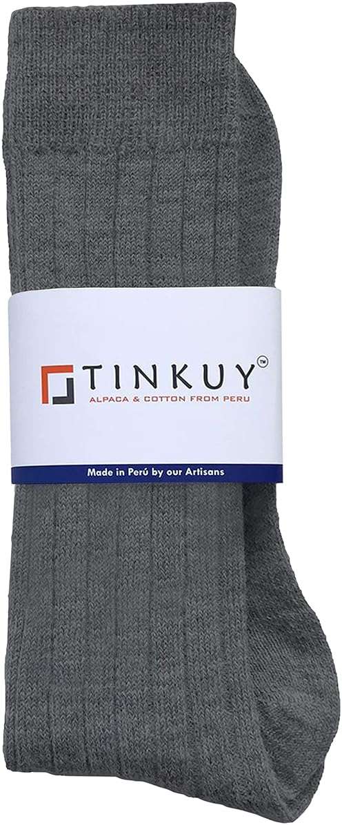 TINKUY PERU Ribbed Socks, Mid-Length Alpaca Wool Smart Dress Socks for Men, One Size - Image 5