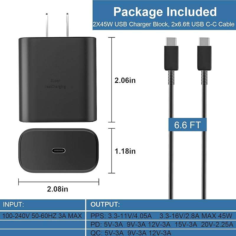 45W USB C Fast Charger, 45Watt Super Fast Charger Type C with 6.6ft Android Fast Charging Cable Cord for Samsung Galaxy S26 Ultra/S26/S26+/S25 Ultra/S25/S24/S23 Ultra/S22 Ultra/S20 Ultra/Note 10 Plus - Image 7