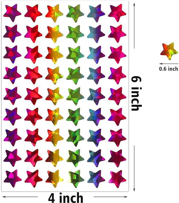 1620 Pcs Holographic Rainbow Small Star Stickers for Kids Reward, Behavior Chart, Student Planner and School Classroom Teacher Supplies, 0.6" Diameter - Image 3