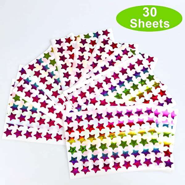 1620 Pcs Holographic Rainbow Small Star Stickers for Kids Reward, Behavior Chart, Student Planner and School Classroom Teacher Supplies, 0.6" Diameter - Image 5