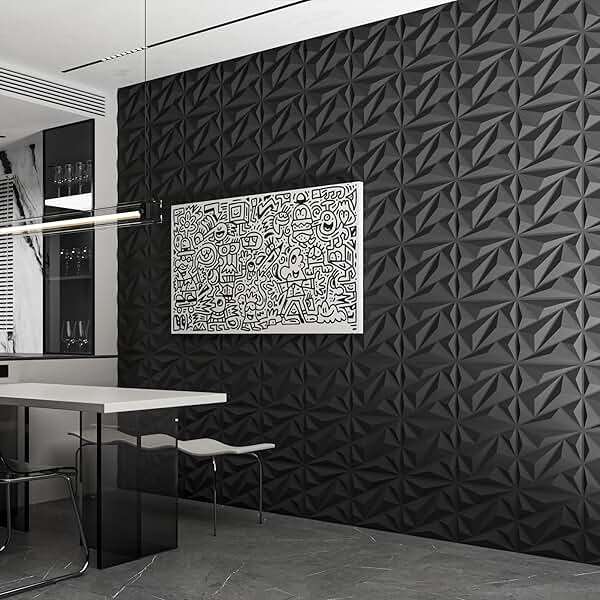 Art3dwallpanels 33 Pack 3D Wall Panel Diamond for Interior Wall Décor, PVC Flower Textured Wall Panels for Living Room Lobby Bedroom Hotel Office, Black, 12''x12'' Cover 32.Sq.Ft. - Image 5