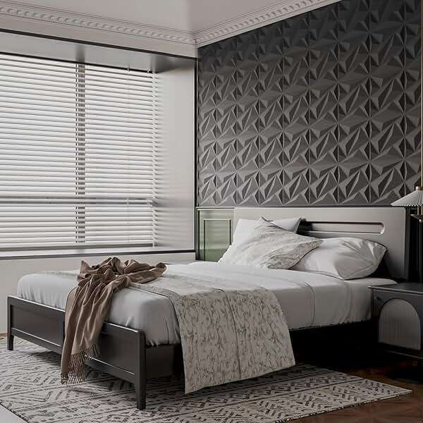 Art3dwallpanels 33 Pack 3D Wall Panel Diamond for Interior Wall Décor, PVC Flower Textured Wall Panels for Living Room Lobby Bedroom Hotel Office, Black, 12''x12'' Cover 32.Sq.Ft. - Image 7