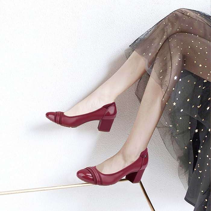 JENN ARDOR Chunky Block Pumps for Women Slip On Low Heel Closed Round Toe Dress Shoes Classic Mid Square Shoes Wedding Party Office Lady Shoes 2 inch - Image 3