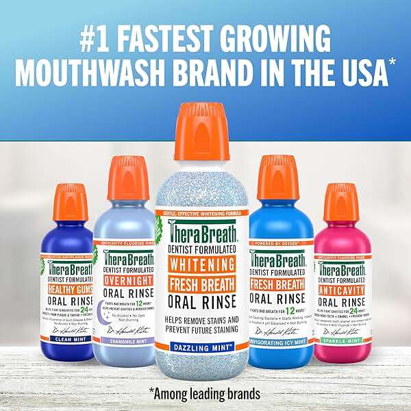 TheraBreath Whitening Mouthwash, Dazzling Mint, Dentist Formulated, 16 Fl Oz (2-Pack) - Image 8