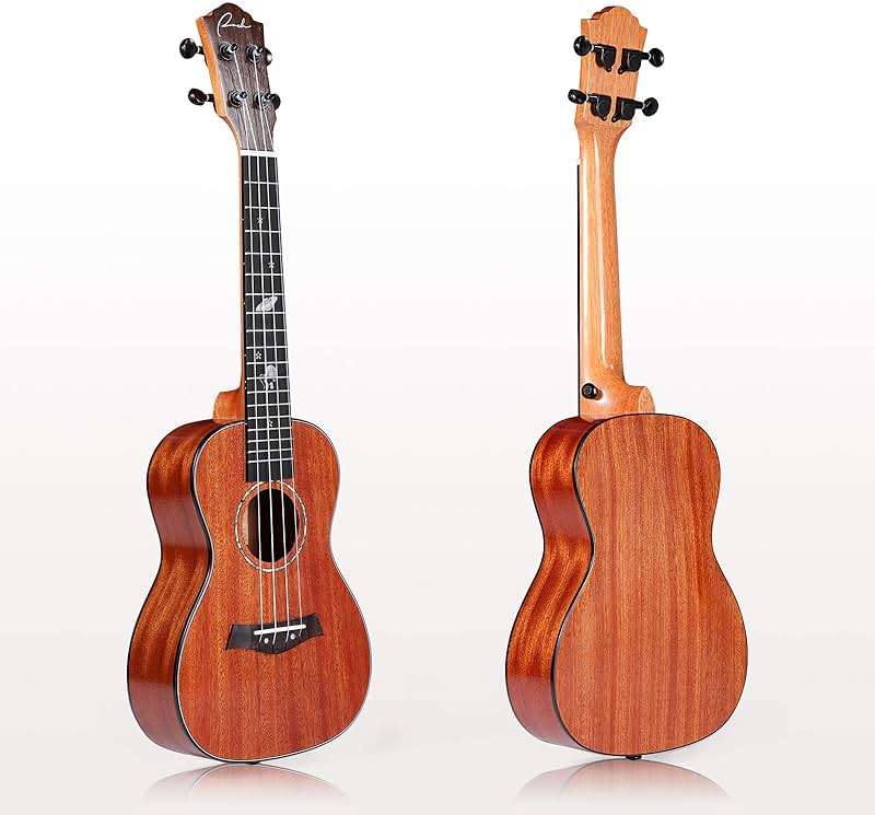 Ranch Concert Ukulele 23 inch Solid Top Ukelele Kit Professional Small Hawaiian Guitar Ukalalee Starter Pack Bundle Gig bag, Tuner, Strap, Aquila String Set, 12 Online Lessons - Glossy - Image 2