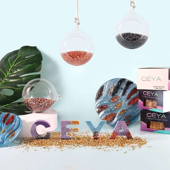 Ceya 10.6oz/ 300g Crushed Irregular Glass Black Metallic Crystal Chips Broken Glass Glitter 2-4mm Craft Chunky Glitter for Nail Art Epoxy Resin Mold Coasters Ornament Painting Geode Phone Case Jewelry - Image 2