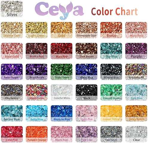Ceya 10.6oz/ 300g Crushed Irregular Glass Black Metallic Crystal Chips Broken Glass Glitter 2-4mm Craft Chunky Glitter for Nail Art Epoxy Resin Mold Coasters Ornament Painting Geode Phone Case Jewelry - Image 4