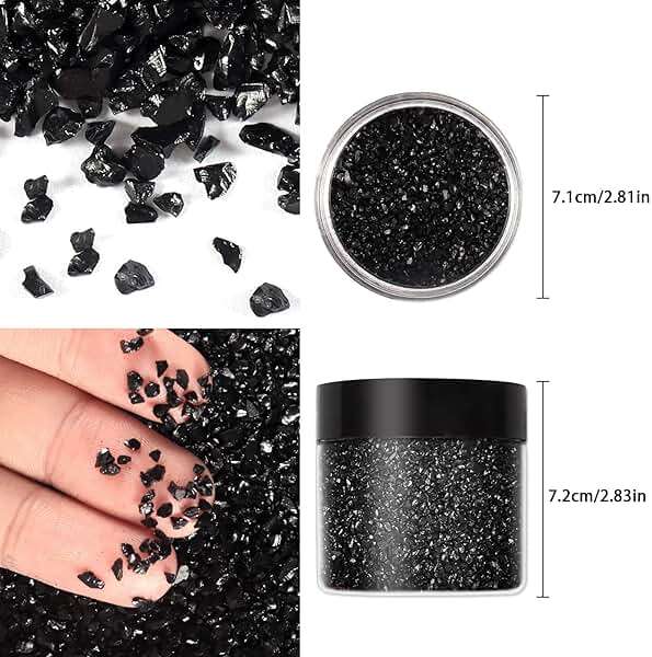 Ceya 10.6oz/ 300g Crushed Irregular Glass Black Metallic Crystal Chips Broken Glass Glitter 2-4mm Craft Chunky Glitter for Nail Art Epoxy Resin Mold Coasters Ornament Painting Geode Phone Case Jewelry - Image 5