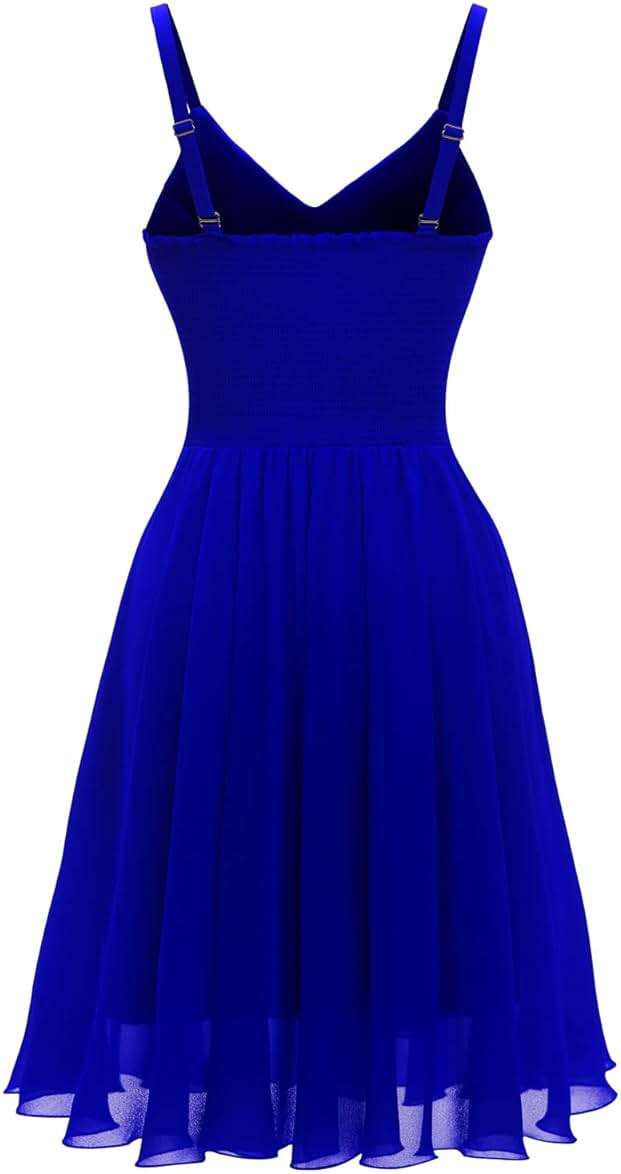 Ellames Women's 2026 Summer Dress Spaghetti Strap Cocktail Swing Beach Dresses V Neck Sundress - Image 2