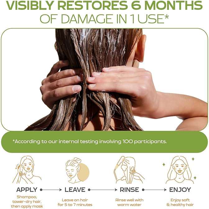 KINPUR ORGANIC COSMETICS Keratin Hair Mask for Dry & Damaged Hair – Deep Conditioning Hair Treatment with Coconut, Jojoba & Avocado Oils, Collagen & Protein – Hydrating Hair Mask, Color-Safe - Image 7