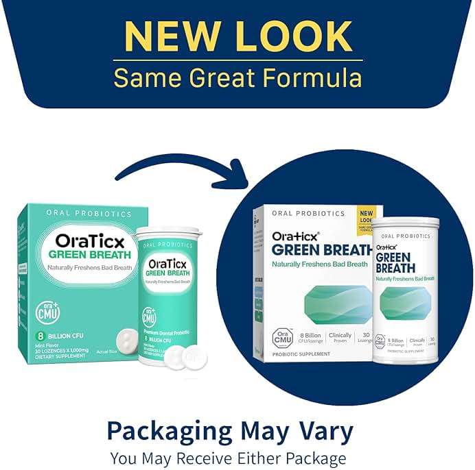 OraTicx Green Breath Oral Care Probiotics, Naturally Support Freshens Bad Breath & Healthy Mouth, Dental Probiotic Supplement 8 Billion CFU, Mint Flavor 30 Lozenges 1-PK - Image 2
