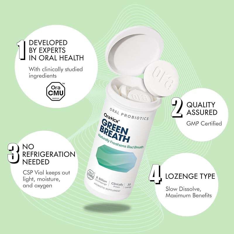 OraTicx Green Breath Oral Care Probiotics, Naturally Support Freshens Bad Breath & Healthy Mouth, Dental Probiotic Supplement 8 Billion CFU, Mint Flavor 30 Lozenges 1-PK - Image 3