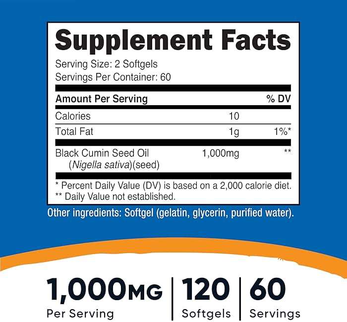 Nutricost Black Seed Oil (Cumin) - Cold Pressed, Source of Omega 3 6 9-120 Softgels, 1000mg Per Serving, 60 Servings - Non-GMO and Gluten Free - Image 2