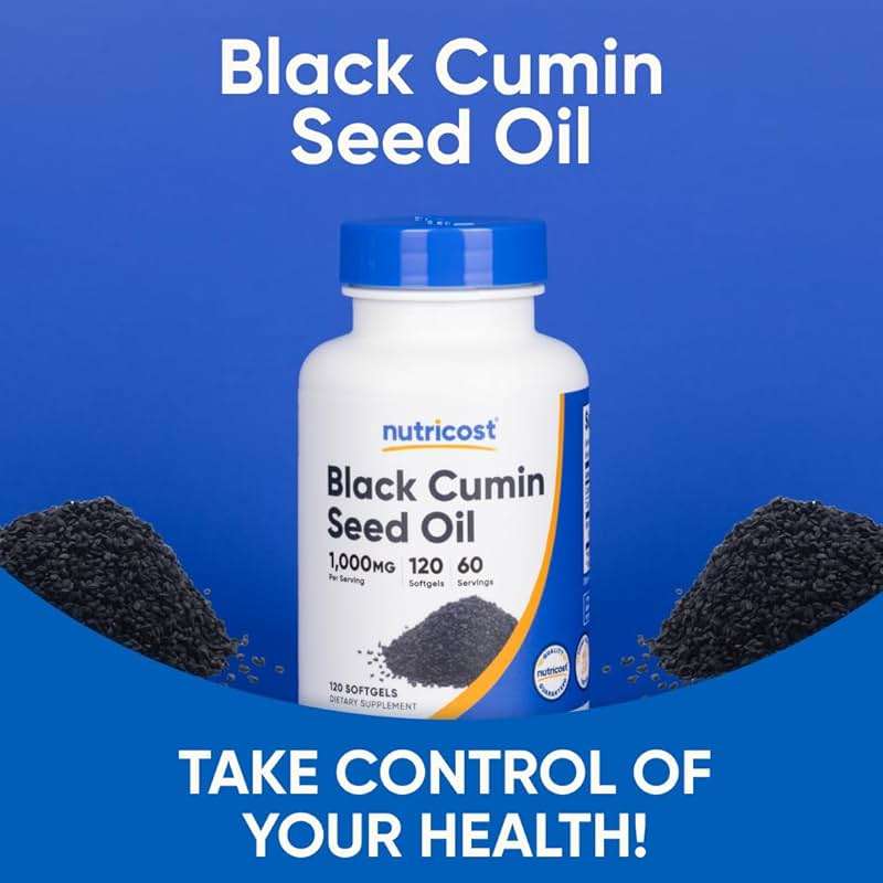 Nutricost Black Seed Oil (Cumin) - Cold Pressed, Source of Omega 3 6 9-120 Softgels, 1000mg Per Serving, 60 Servings - Non-GMO and Gluten Free - Image 5