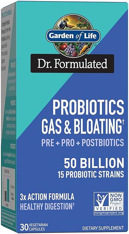 Garden of Life Dr. Formulated Pre, Post & Probiotics Gas & Bloating Once Daily 3-in-1 Complete Prebiotics, Postbiotics & Probiotics – 50 Billion CFU, Non-GMO, Gluten-Free, 30 Day Supply - Image 1