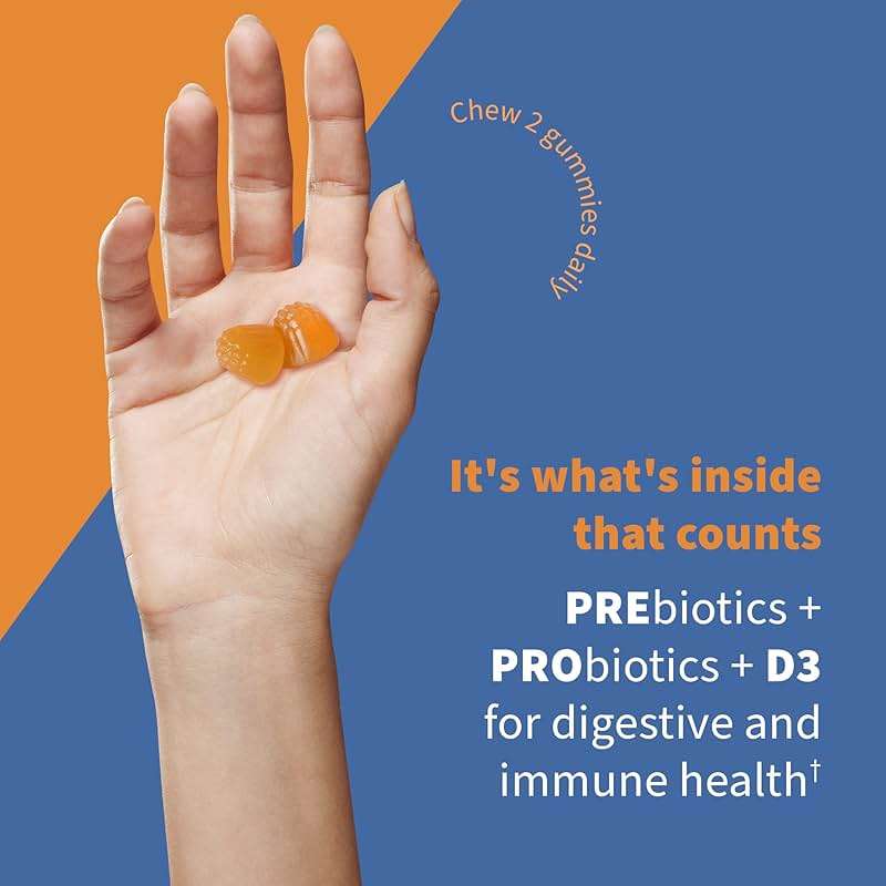 Garden of Life Dr Formulated 10 Billion CFU Prebiotic Fiber & Probiotic Gummies with Vitamin D3 for Digestive and Immune Health – Gluten Free, Non GMO, No Added Sugar, Orange Dream Flavor, 60 Gummies - Image 4