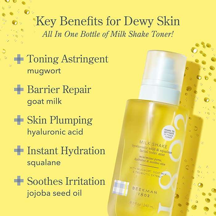 Beekman 1802 Milk Shake Hydrating Face Mist – Setting Spray & Milky Toner with Hyaluronic Acid & Squalane – Facial Toner & Face Spray – Lightweight Hydration, Minimizes Pores, Fragrance Free 8.1 Fl Oz - Image 4