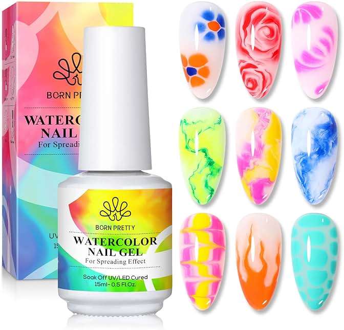 Born Pretty Nail Blooming Gel, 15ml Clear Clear U V Led Blossom Gel Polish for Spreading Effect Marble Natural Stone Watercolor Floral Print Nail Art DIY Design Manicure Valentine's Day Gift - Image 1