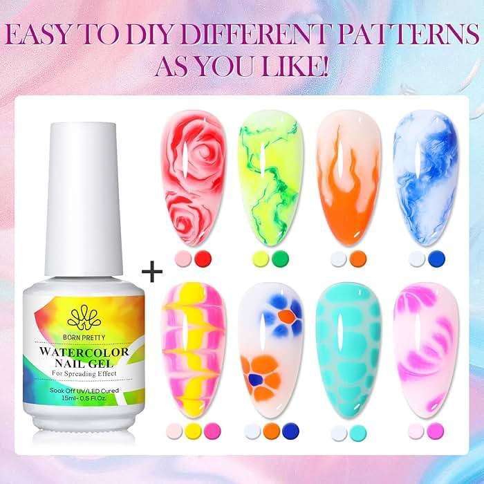 Born Pretty Nail Blooming Gel, 15ml Clear Clear U V Led Blossom Gel Polish for Spreading Effect Marble Natural Stone Watercolor Floral Print Nail Art DIY Design Manicure Valentine's Day Gift - Image 2