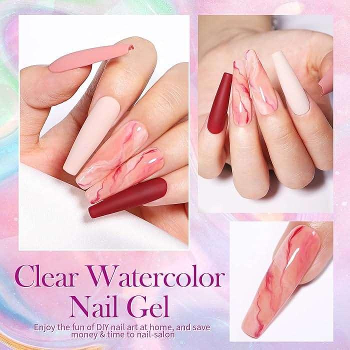 Born Pretty Nail Blooming Gel, 15ml Clear Clear U V Led Blossom Gel Polish for Spreading Effect Marble Natural Stone Watercolor Floral Print Nail Art DIY Design Manicure Valentine's Day Gift - Image 7
