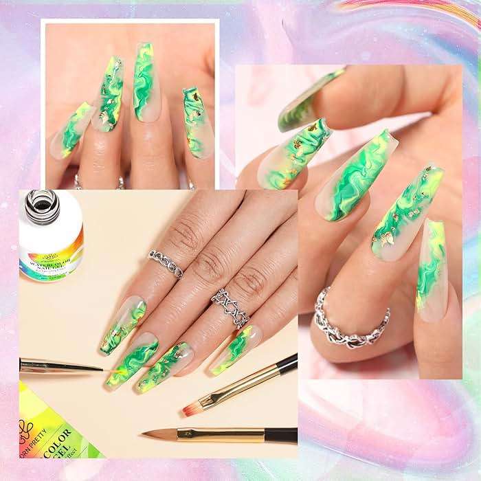 Born Pretty Nail Blooming Gel, 15ml Clear Clear U V Led Blossom Gel Polish for Spreading Effect Marble Natural Stone Watercolor Floral Print Nail Art DIY Design Manicure Valentine's Day Gift - Image 8