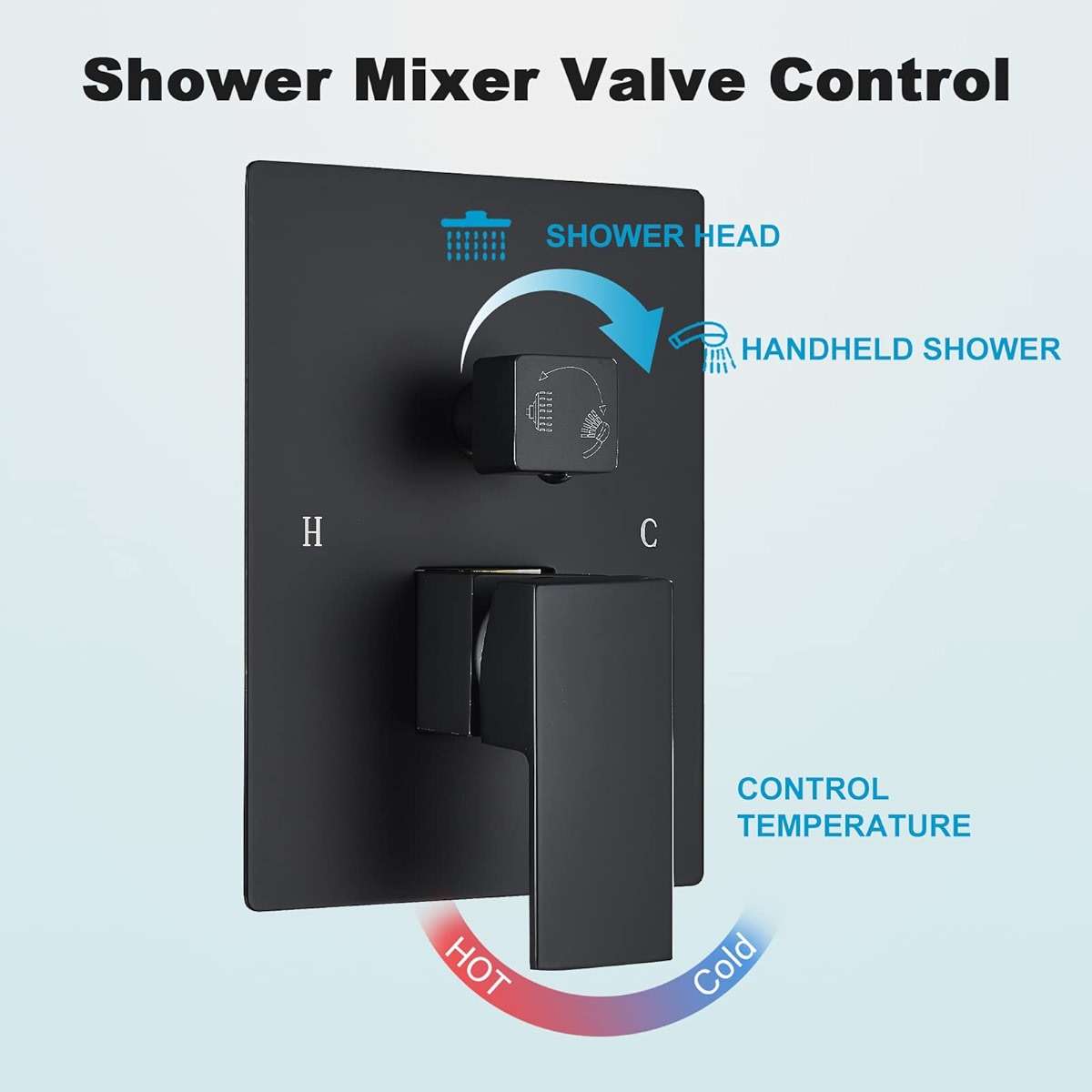 12 Inches Ceiling Mount Shower Faucets Sets Complete Shower System LED Rainfall Shower Head System Rough-in Valve Body and Trim Included Matte Black… - Image 5