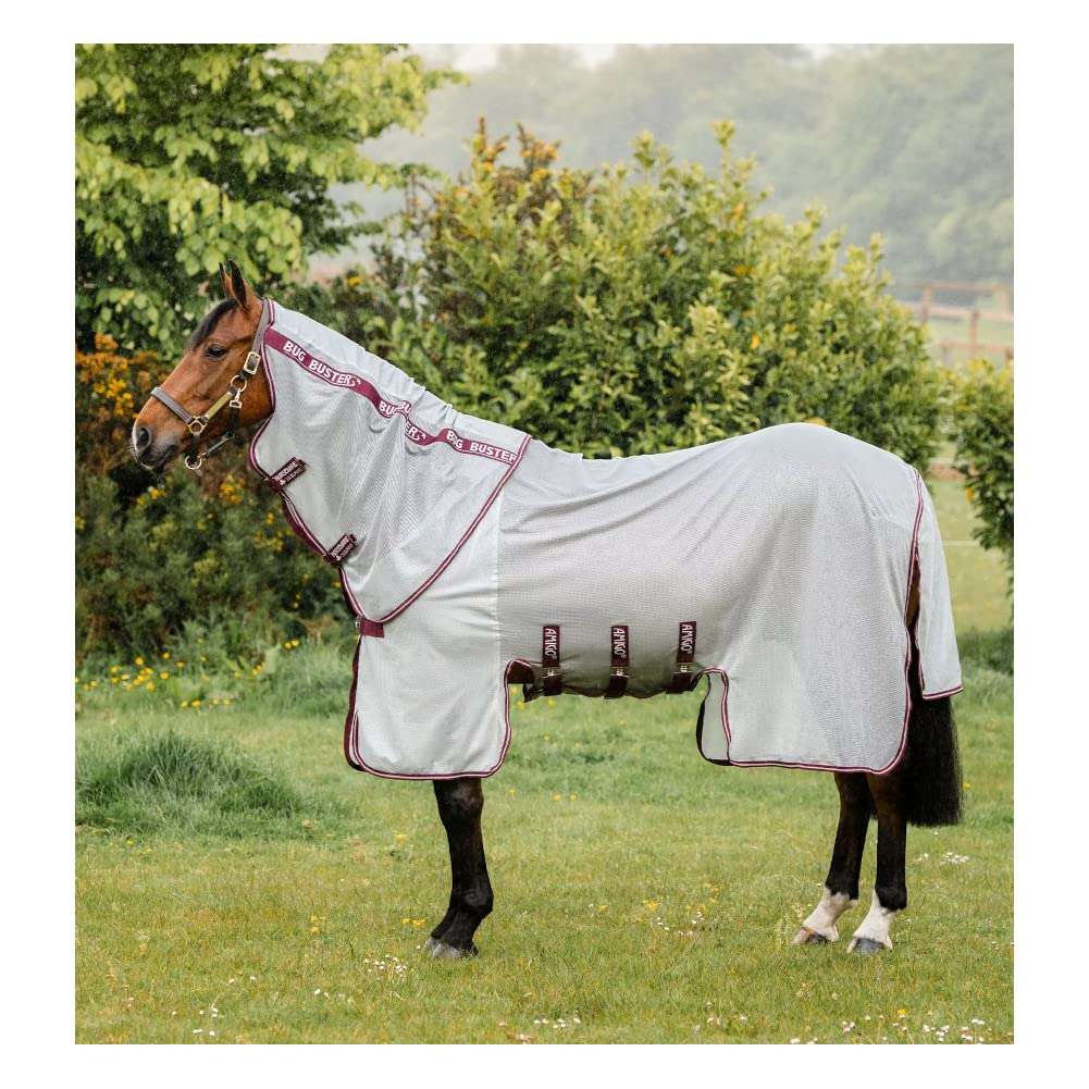 Horseware Ireland Amigo Bug Buster Vamoose NFZ, Color: Silver/Burgundy, Size: 84 (AFRR3V-IQWQ-84) - Image 1