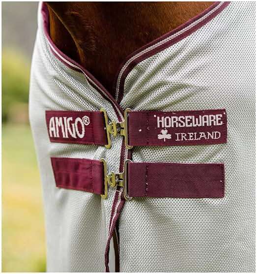Horseware Ireland Amigo Bug Buster Vamoose NFZ, Color: Silver/Burgundy, Size: 84 (AFRR3V-IQWQ-84) - Image 3