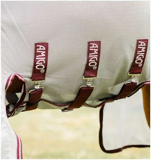 Horseware Ireland Amigo Bug Buster Vamoose NFZ, Color: Silver/Burgundy, Size: 84 (AFRR3V-IQWQ-84) - Image 4
