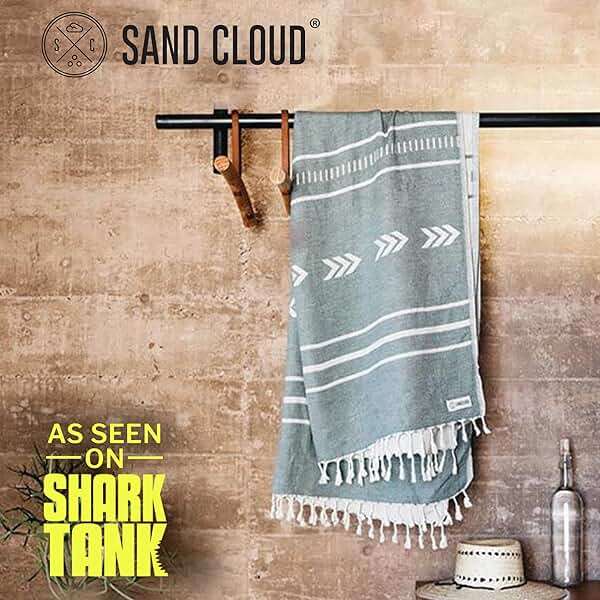 Sand Cloud Turkish Beach Towel - Sand Resistant - 100% Organic Turkish Cotton Yarn - Quick Dry Towel for Beach, Picnic Blanket or Throw - As Seen on Shark Tank - Santa Fe (Green) - Image 2