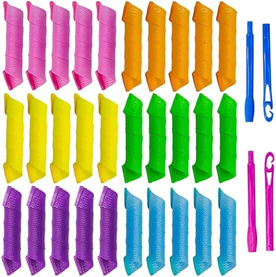 30pcs Heatless Hair Curlers Rollers Spiral Curls Styling Kit with 2 Sets Styling Hooks,No Heat Curlers for Women Girl's (12 Inch/30 cm). - Image 1
