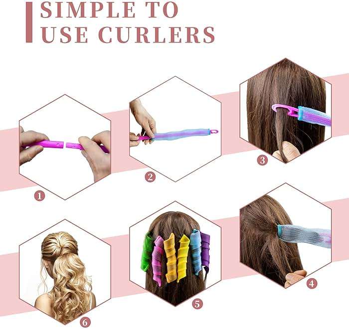 30pcs Heatless Hair Curlers Rollers Spiral Curls Styling Kit with 2 Sets Styling Hooks,No Heat Curlers for Women Girl's (12 Inch/30 cm). - Image 3